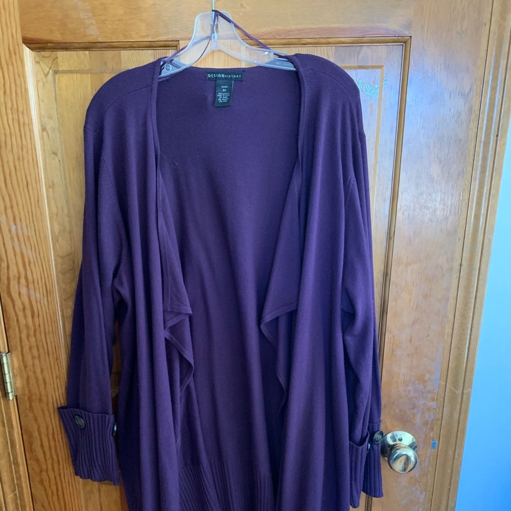 DESIGN HISTORY DRAPE FRONT CARDIGAN SWEATER SZ 3x